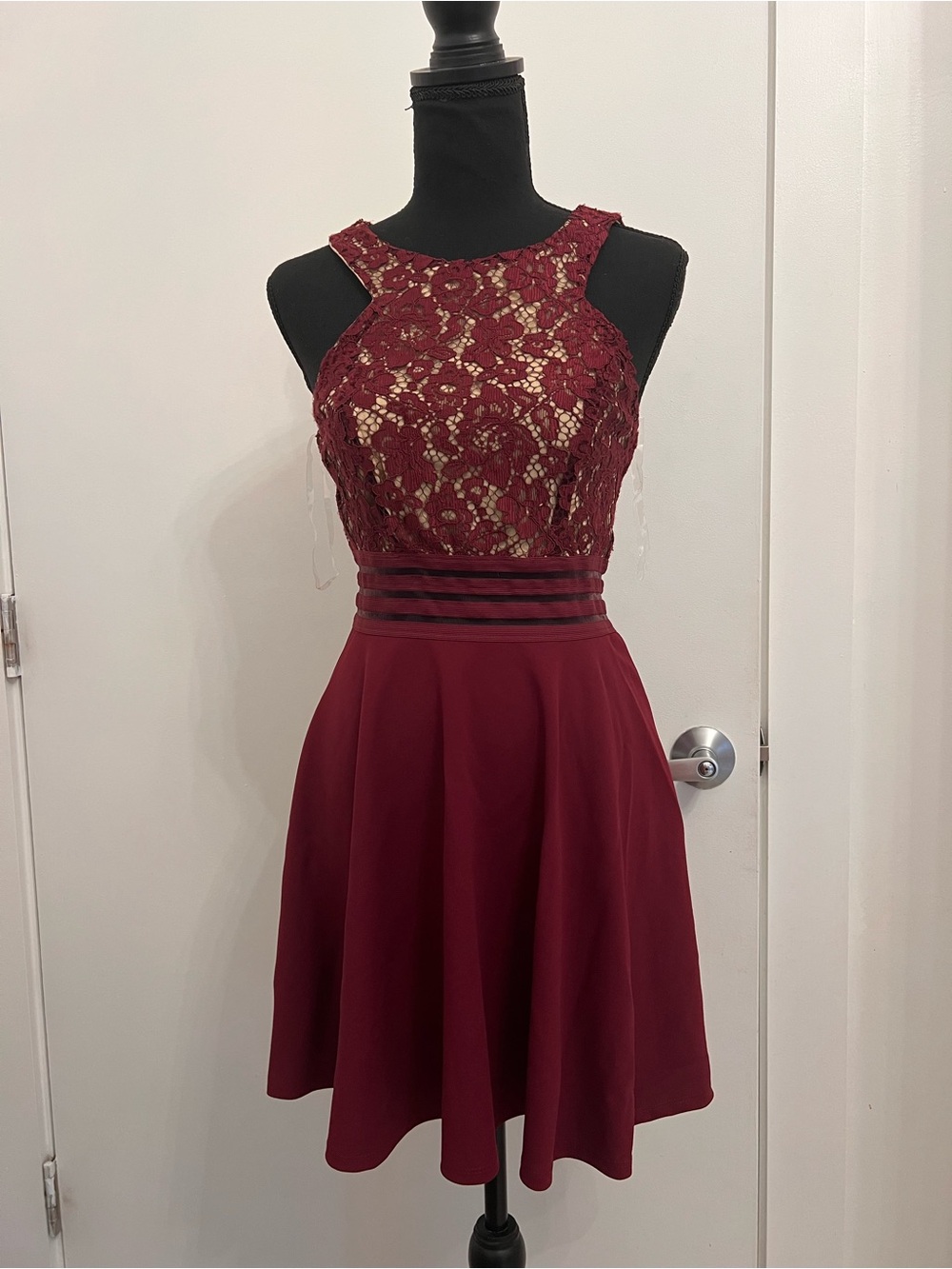 Speechless Burgundy Lace Fit-and-Flare Girls' Dress